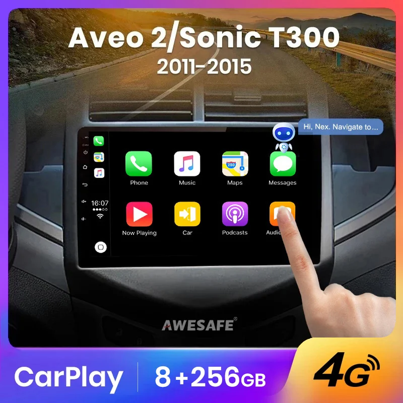 AWESAFE Wireless CarPlay Autoradio for Chevrolet Aveo 2 Sonic T300 Car Radio Multimedia Player Android Auto Stereo GPS