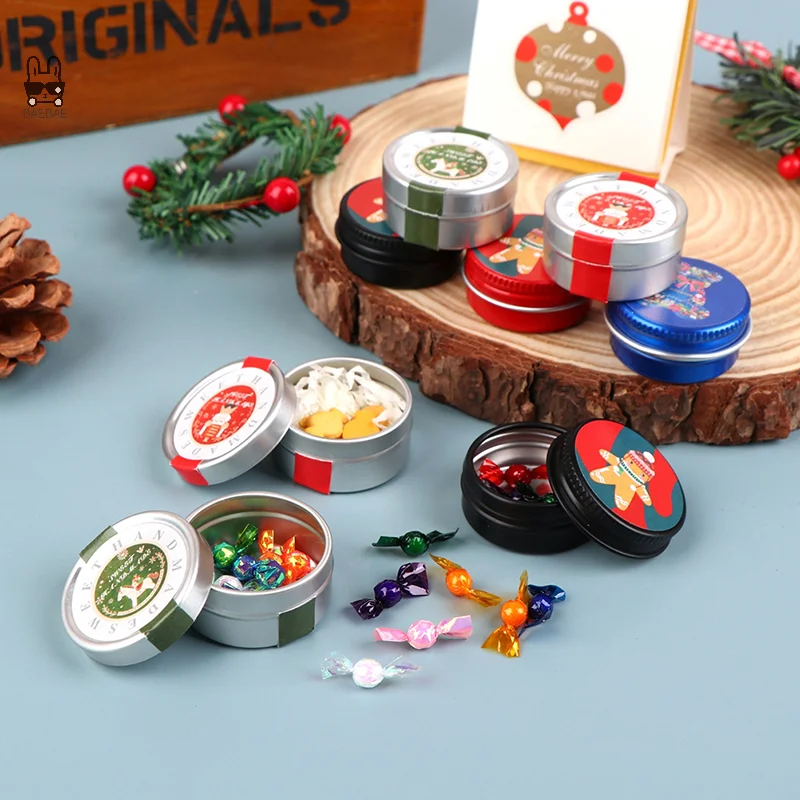 1:12 Dollhouse Miniature Christmas Cookies Biscuit Candy Gift Box Tin Box Model Home Living Scene Decor Toy