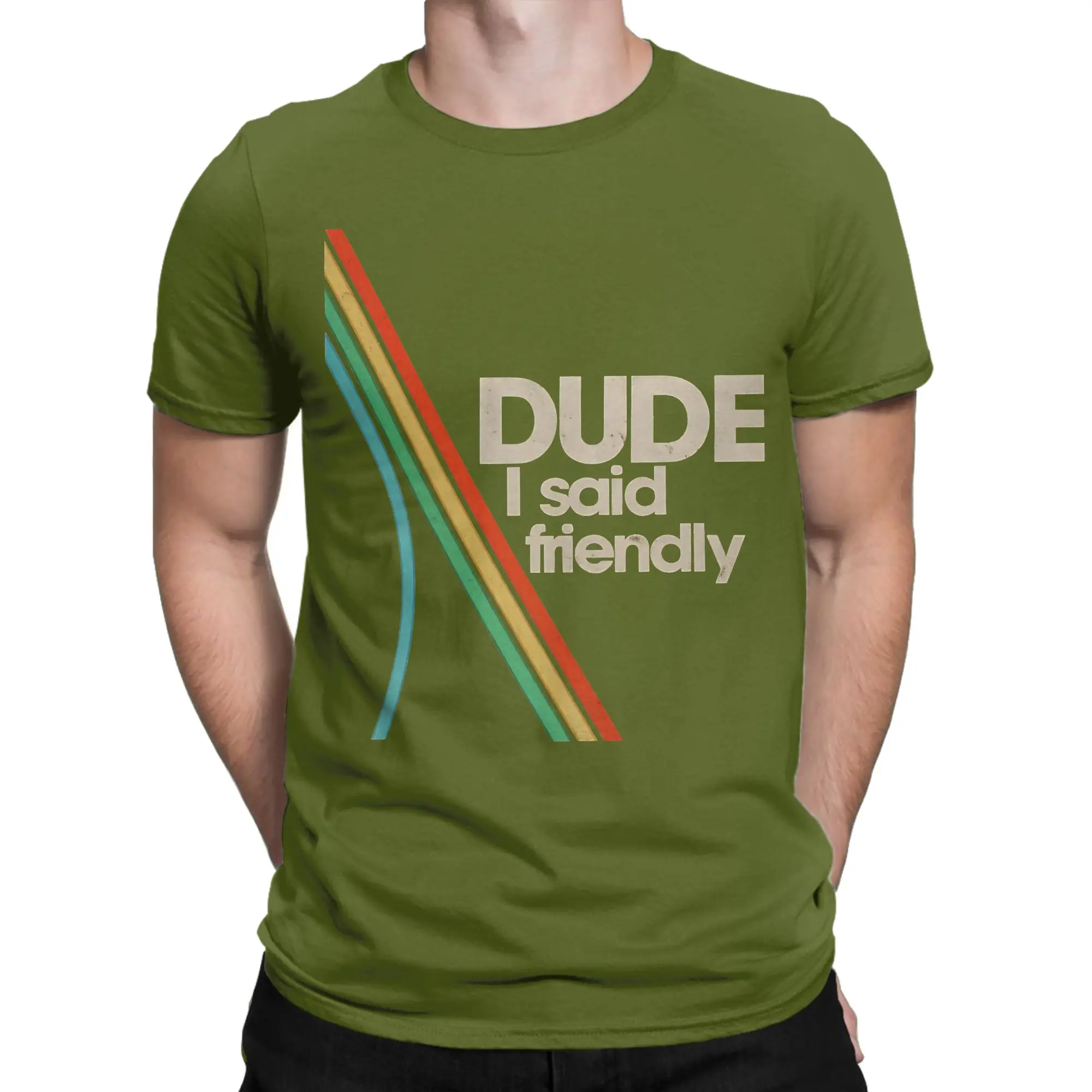Vintage Arc Raiders Dude I Said Friendly T-Shirt Men Round Neck Short Sleeve Tops  100%Cotton Summer Clothing