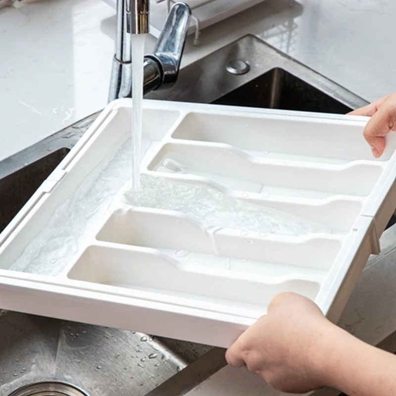 Organizer per cassetti da cucina espandibile, Organizer per utensili regolabile, Organizer per cassetti per posate per forchette, coltelli