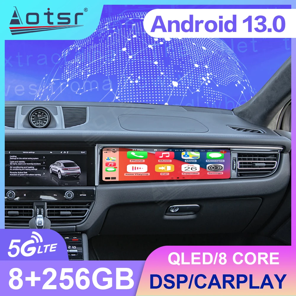 12.3 Inches Android 13 Car Radio For Porsche Macan Co-pilot Screen 2018 2019 2020 2021 2022 2023 Multimedia Video Carplay