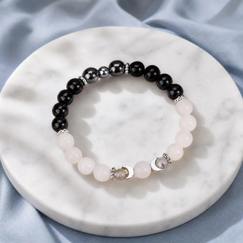 Moon Phase Bracelet Imitation Gemstone Bracelet Moon Phases Faux Bracelet Adjustable Natural Protection Beaded Anxiety Stress