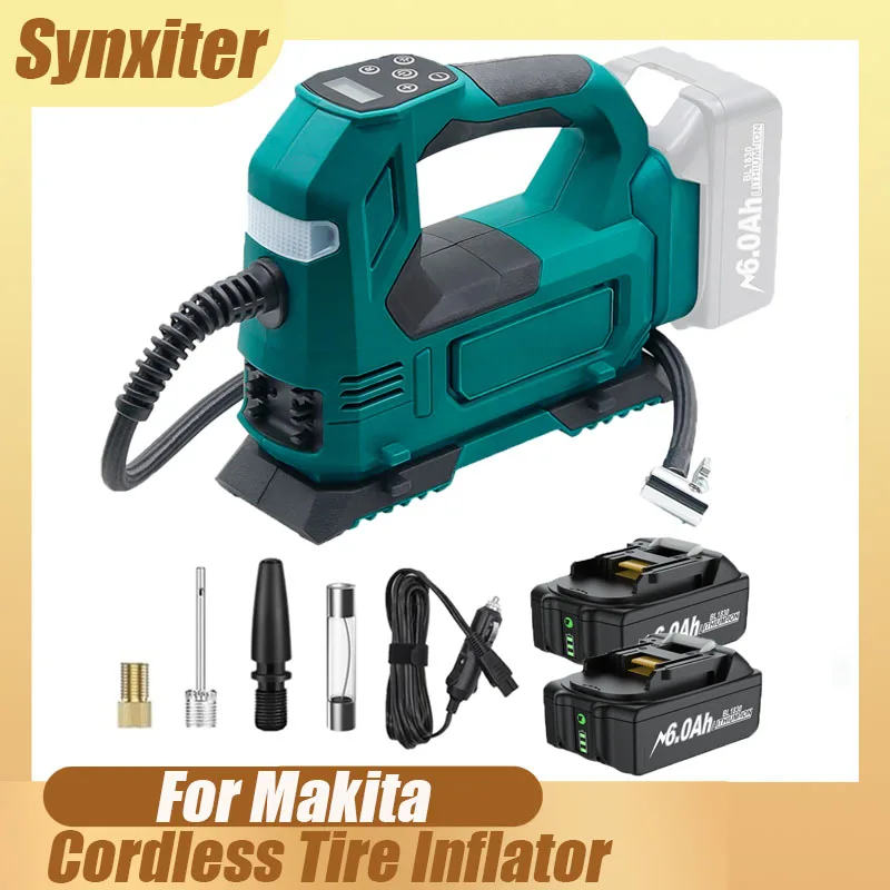 Inflador de neumáticos inalámbrico eléctrico Synxiter para batería Makita de 18V, compresor portátil, bomba de aire para neumáticos de bicicleta y coche, bolas