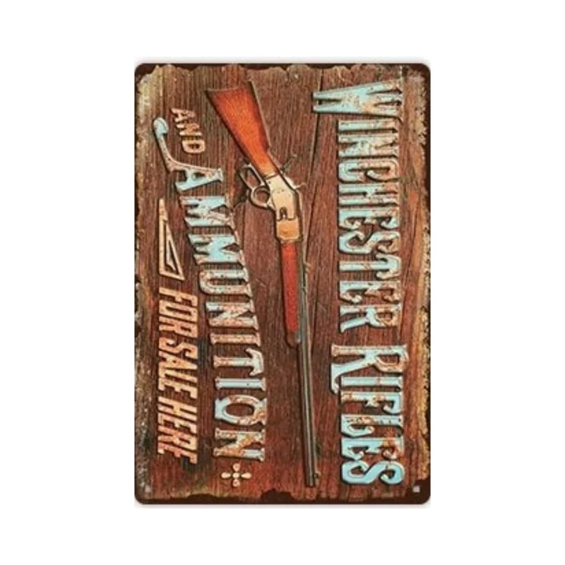 Hunting Sign Vintage Metal Sign Wooden House Wall Decor for Hunter Man Cave Gift Pistola  Metal Decorative 8 * 12 Inch