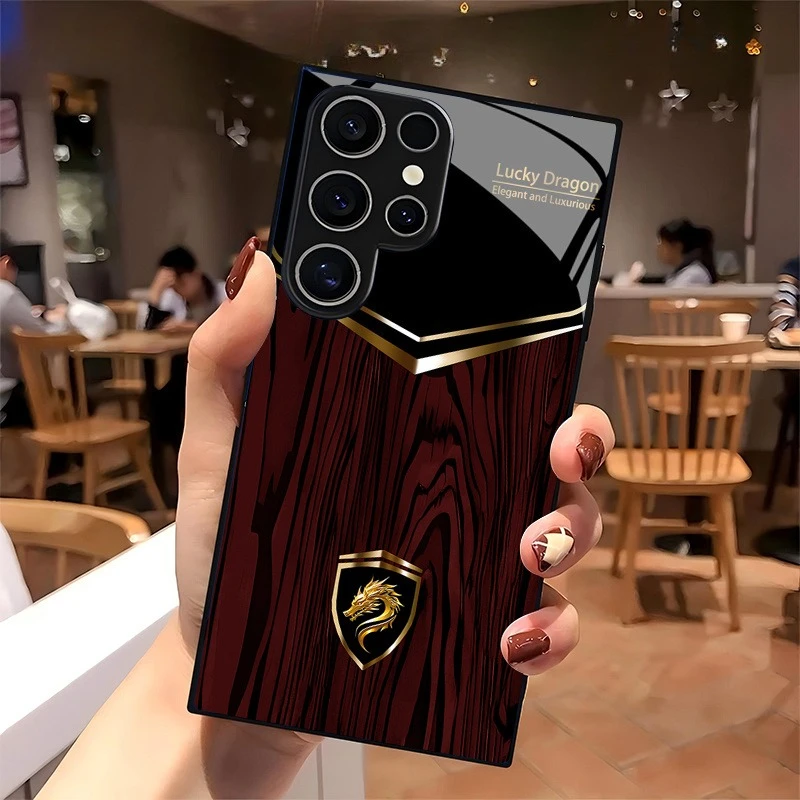 Luxury Golden Dragon Shield Phone Case for S26 FE S25 S24 S23 Ultra Plus Glass Len Protector Shockproof Cover