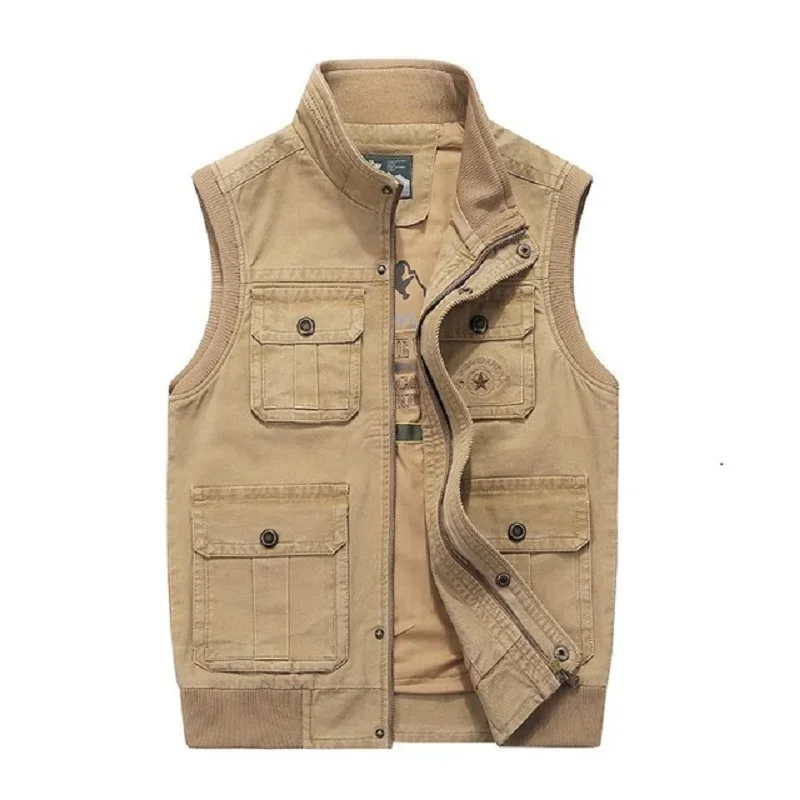 Plus Big Size 6XL 7XL 8XL Brand Clothing Autumn Mens Vests Sleeveless Jacket Cotton Casual Multi Pocket Vest Male Waistcoat Coat