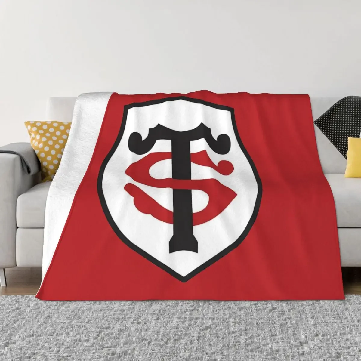 Icon Stade Toulousain Fleece Throw Blanket Rugby Club Blanket for Bedding Couch Soft Bedspread blankets for beds