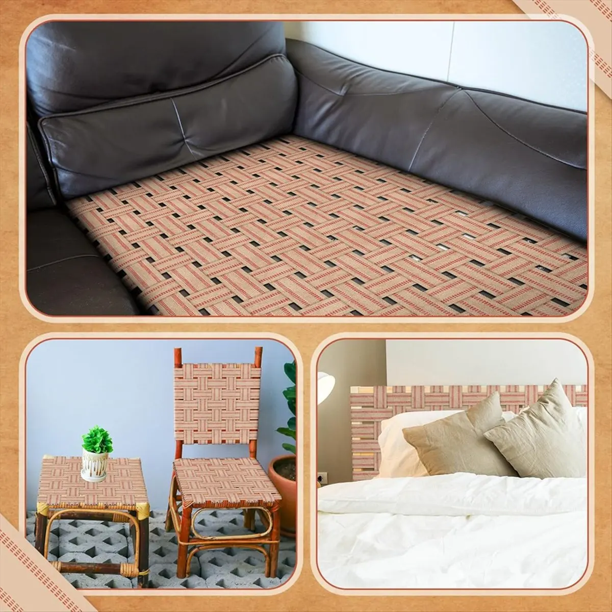 مجموعة أدوات المفروشات - شريط حزام الخيش 3.5 بوصة 10 ياردات، مقبض خشبي، مسامير المفروشات للكرسي، طقم إصلاح الأثاث الحرفي #5