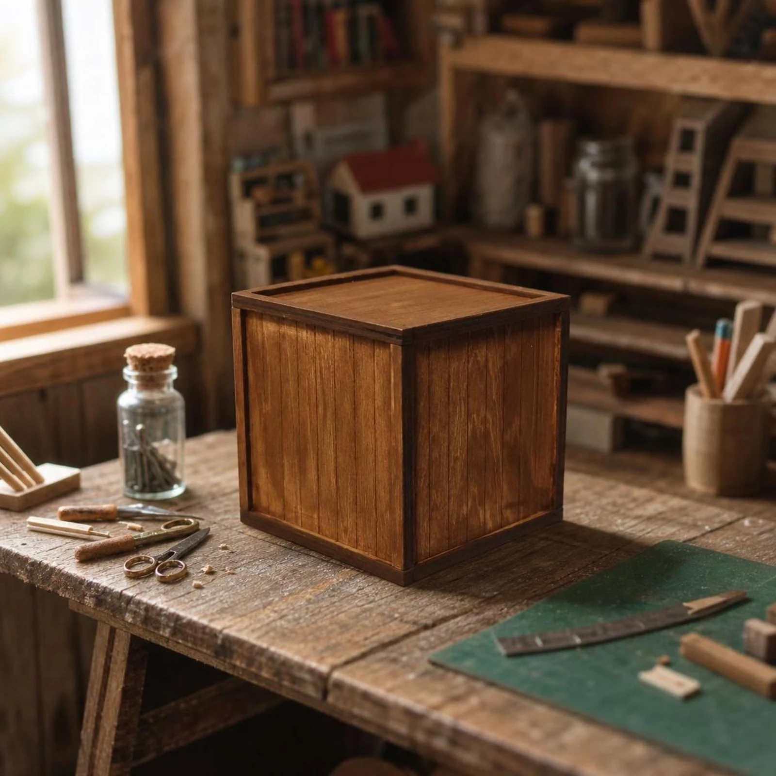 Miniature Storage Crate Realistic Dollhouse Crate Storage Box Tiny Rustic for Hobbyists, Diorama