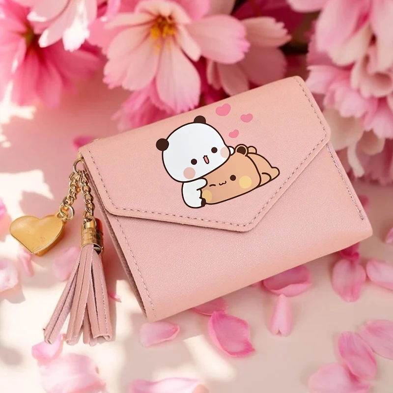 

Bubu Dudu Женские кошельки Yier Bear Panda Кошельки из искусственной кожи Женский короткий кошелек с застежкой Маленький кошелек для монет в подарок