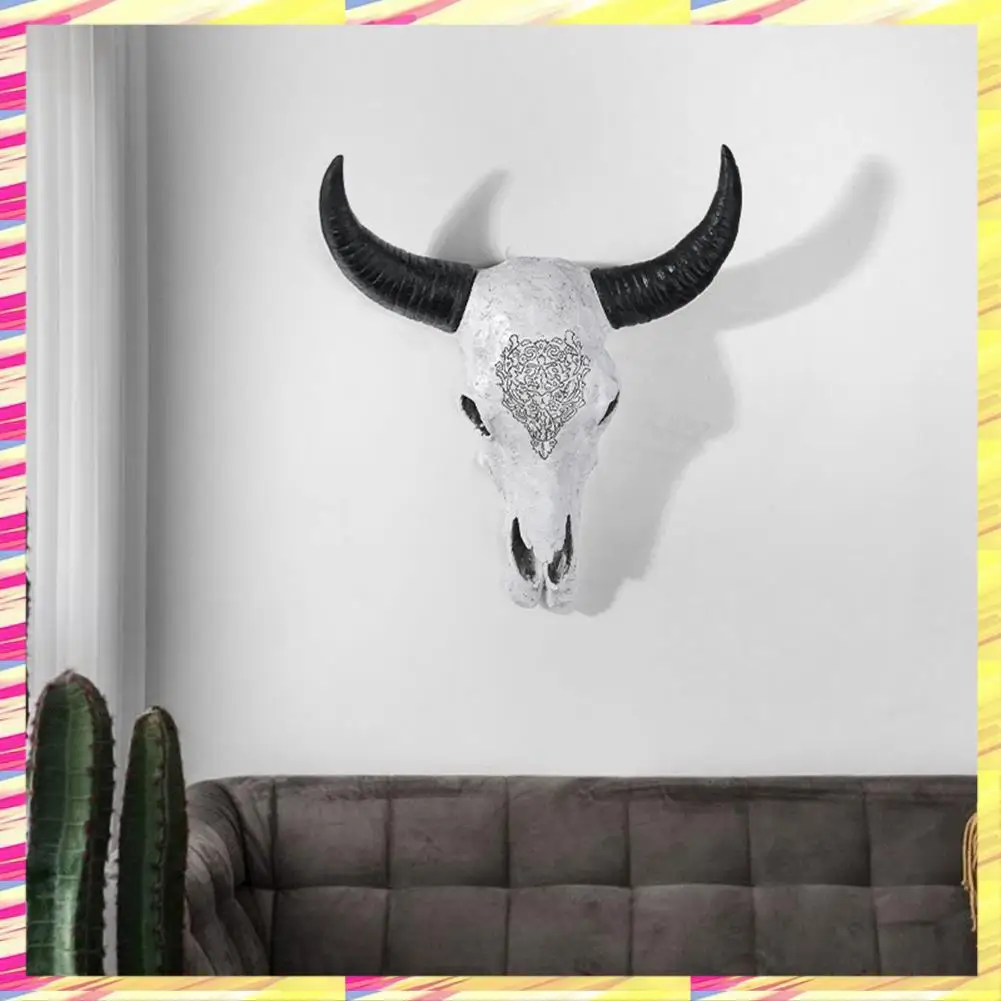 ABJJ Ox-Head Wall Hanging Sculpture Skull Bull Statue Retro Decorative Article Animal Living Room Decoration