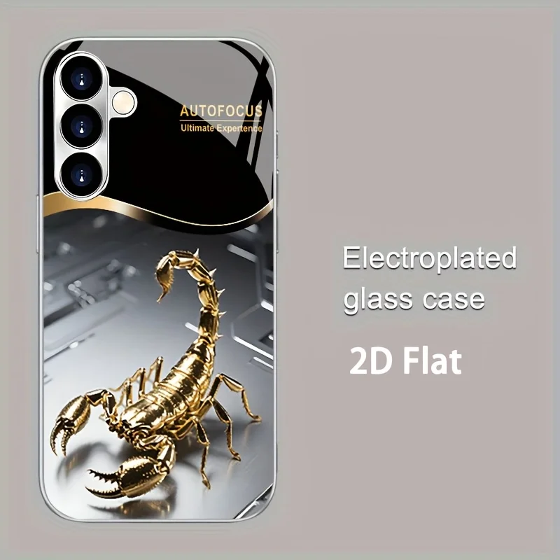 Light luxury gold scorpion pattern glass phone case suitable for Samsung Galaxy S26 S25 S24 S22 S21 S20 FE/Ultra/Plus hard case