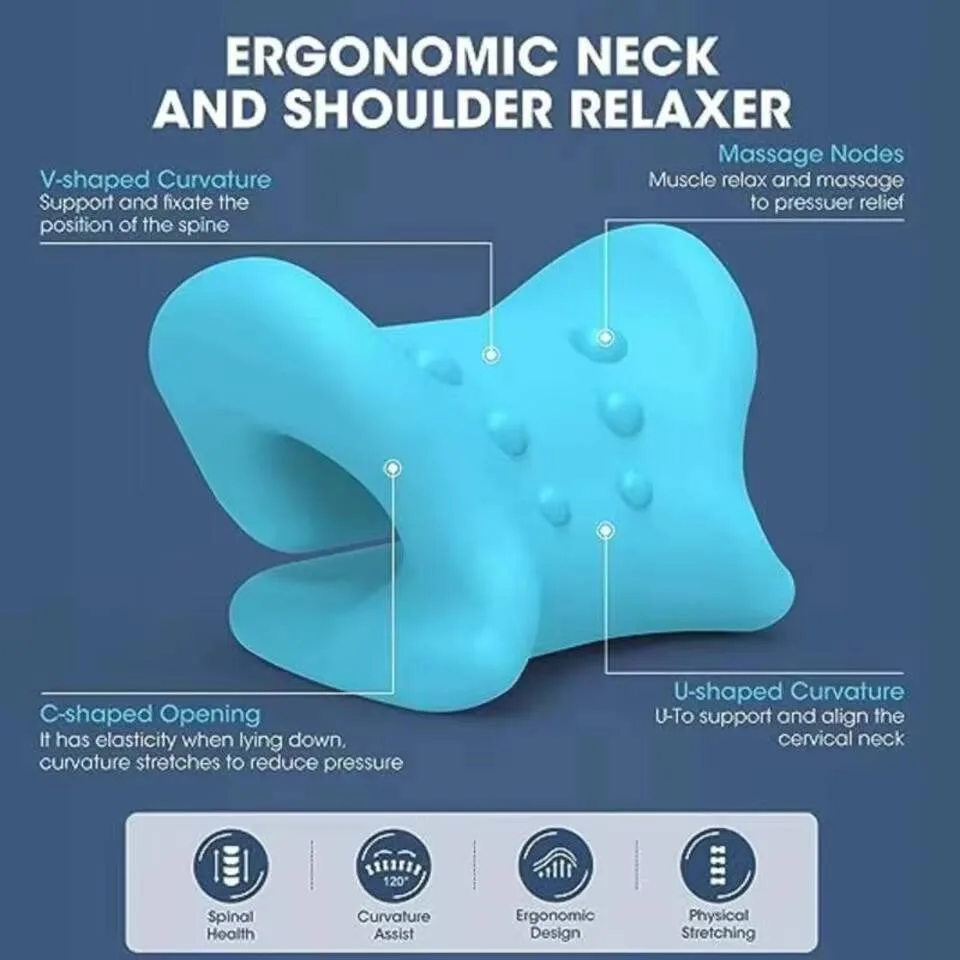 

C-shaped Pillow Neck And Shoulder Relaxer Cervical Traction Device For TMJ Pain Relief And Cervical Spine Alignment Chiropract