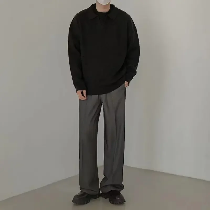 เสื้อกันหนาวผู้ชายถัก Vintage Baggy เสื้อกันหนาว All-match ขี้เกียจฤดูใบไม้ร่วงฤดูหนาวสไตล์ญี่ปุ่นหล่อทุกวันสบายๆ Sueter Hombre ใหม่