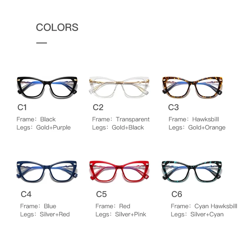 INS Cat Eye Anti Blue Light Blocking Reading Glasses Women Prescription Anti-reflective Optical Frames Glasses