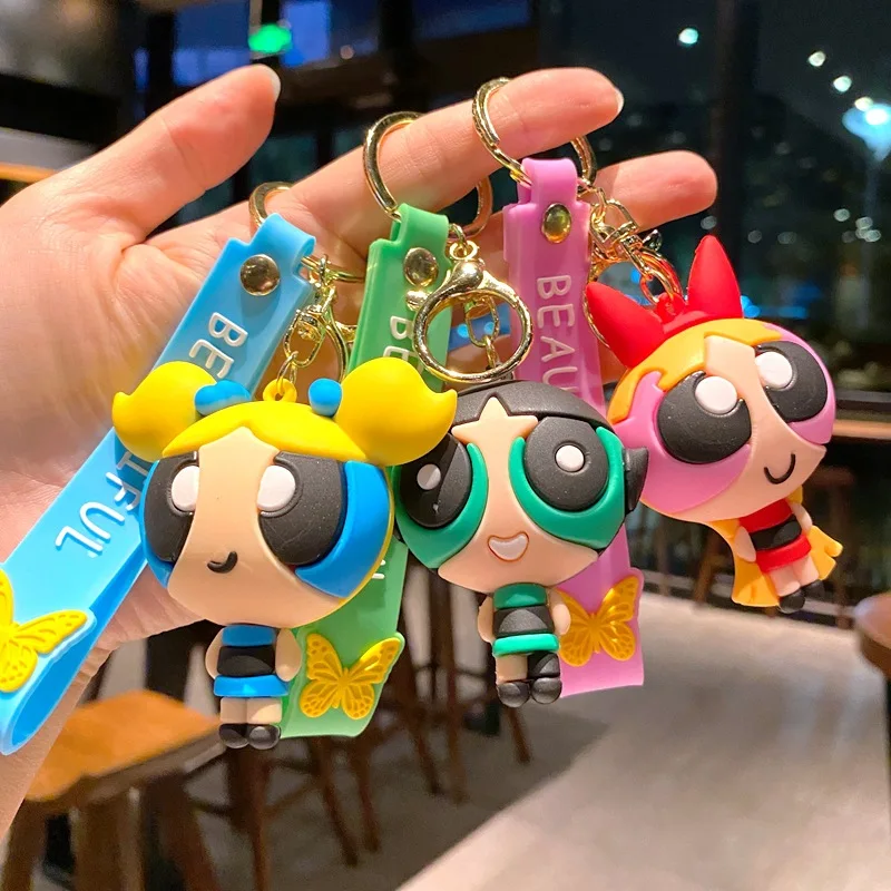 الكرتون Powerpuff الفتيات دمية سيارة الإبداعية على ظهره قلادة مفتاح سلسلة #1