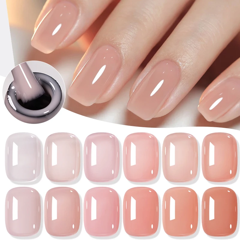 AWStorG Ice Nude Color Gel 7.5ml Soak Off UV LED Jelly Transparent Nude Pink Nail Gel Camouflage Cover Nail Enhancement Gel