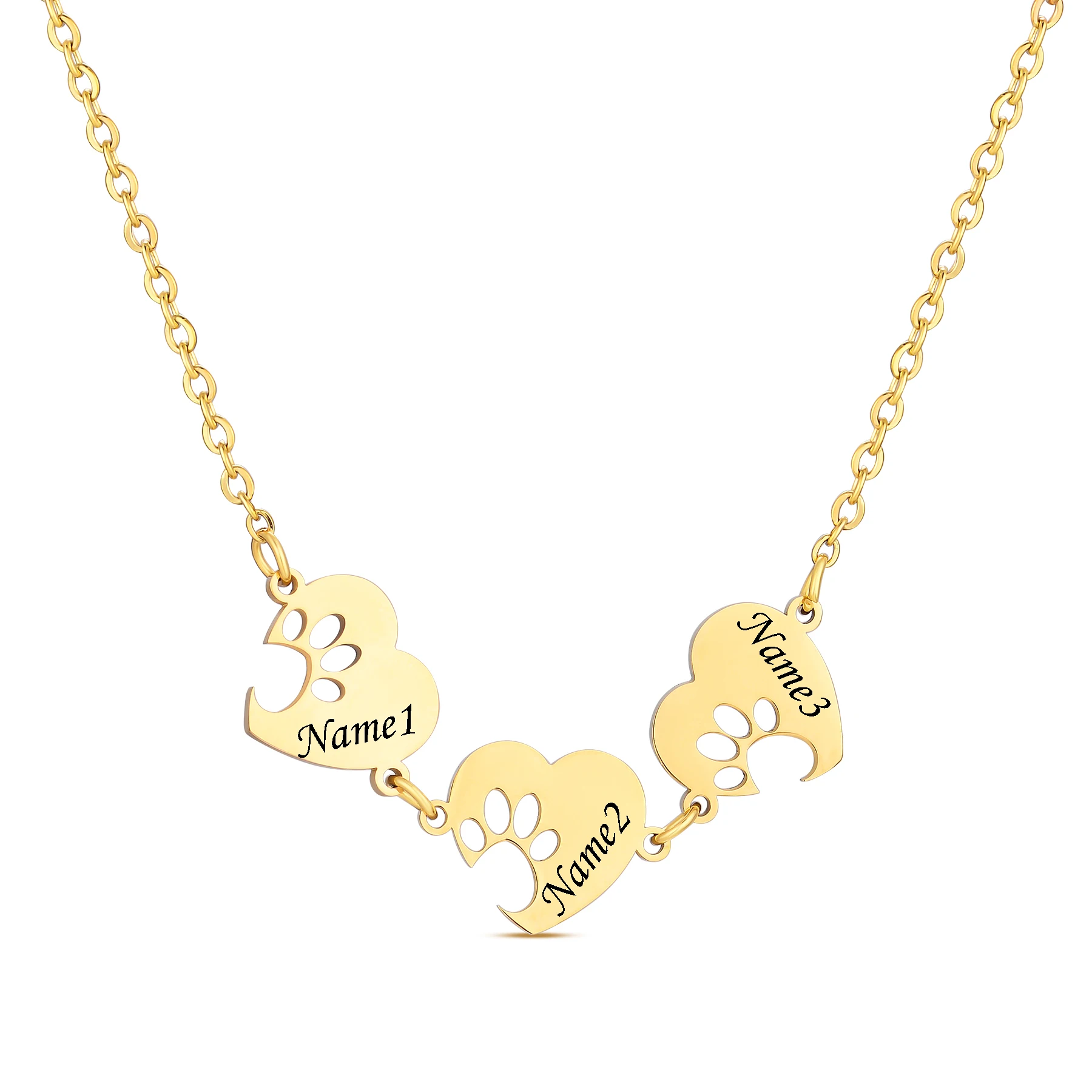 

Customized Paw Print Love Name Necklace Engraved Cute Paw Pendant Necklace Memorial Gift Dog Mom Pet Lover Gift