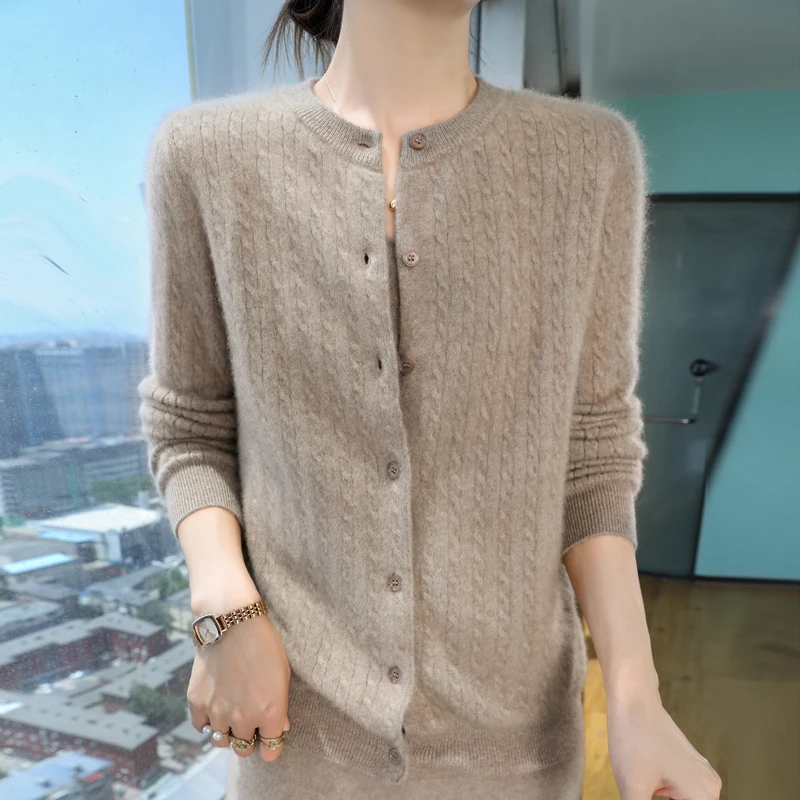 2024 women\'s knitted sweater, cashmere sweater, autumn and winter sweater, cardigan, O-neck cardigan, spring and autumn jacket.