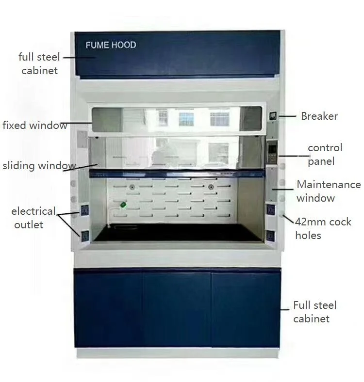 Lab 1.2M 1.5M 1.8M Fume Cupboard All Steel Gas Extractor Ductless Fume Hood for Chemistry