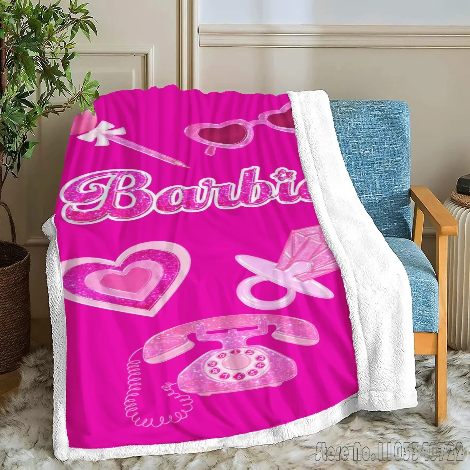 Barbie  Baby Custom Blankets Throws Furry Modern Home Picnic Coral Fabric Children Pink Printing Room Decor Princess