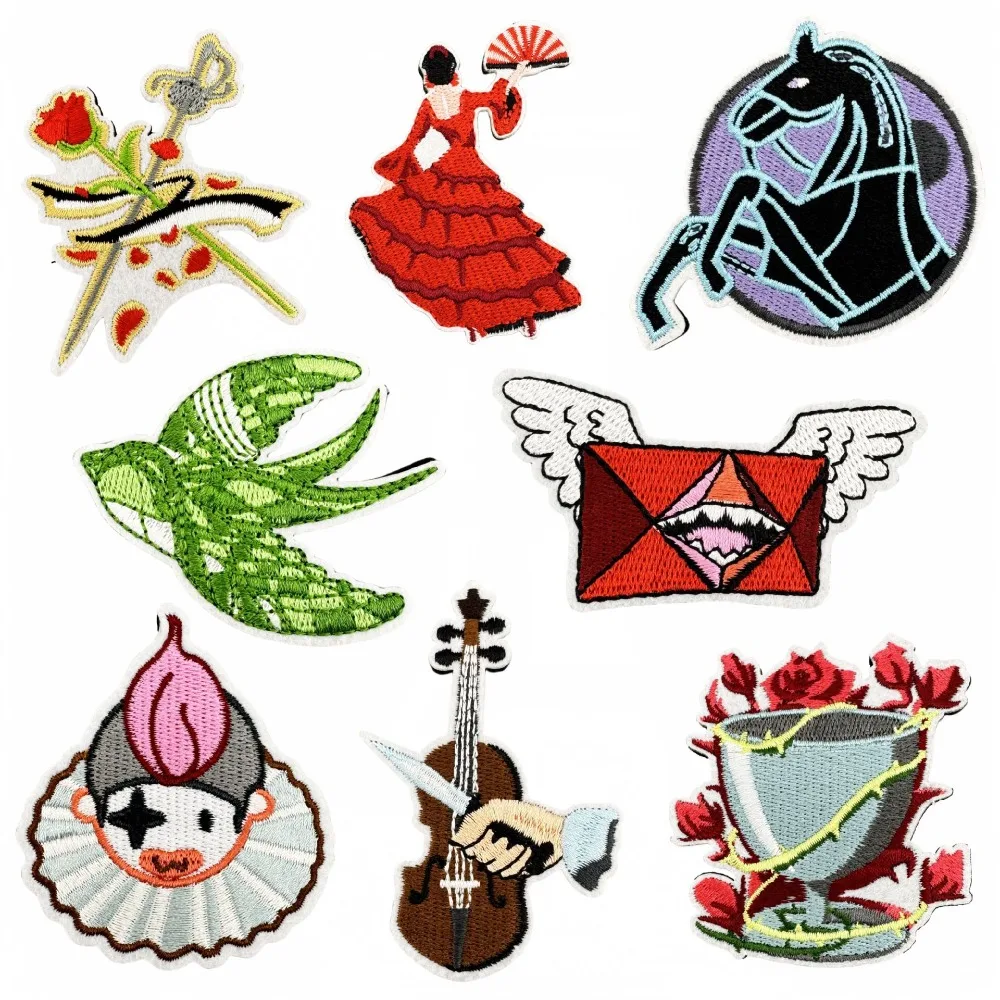 

Cartoon Embroidery Patch Fabric Stickers Accessories Hook and Loop Integrated Velcro Patches Appliques for Clothing Scp