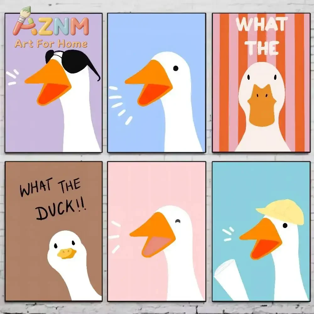 1pc frameless 1PC What The Duck Modern Simple Style CUTE Poster Stickers Art Wall Murals Decor Game Room Decor Gifts Kawaii HD P
