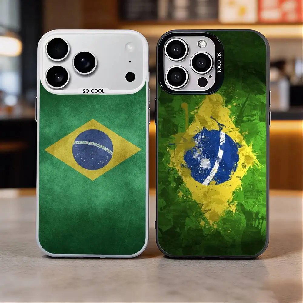 B-Brazil Phone Case For iPhone 17,16,15,14,13,12,11 Plus,Pro Max,Colored Silver Phone Case