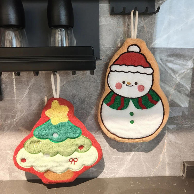 New Christmas Hand Towels Christmas Santa Claus Elk Hand Towel Absorbent Hand Towel New Year 2026 Hanging Towel Bathroom Accesso