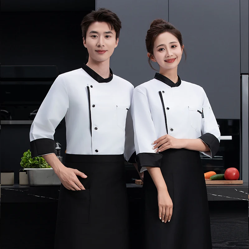 Ristorante Catering Giacca da cuoco Uomo Donna Camicia a maniche lunghe Hotel Cucina Uniforme Cameriere Abbigliamento da lavoro Panetteria Cucina Chef Cappotto Top