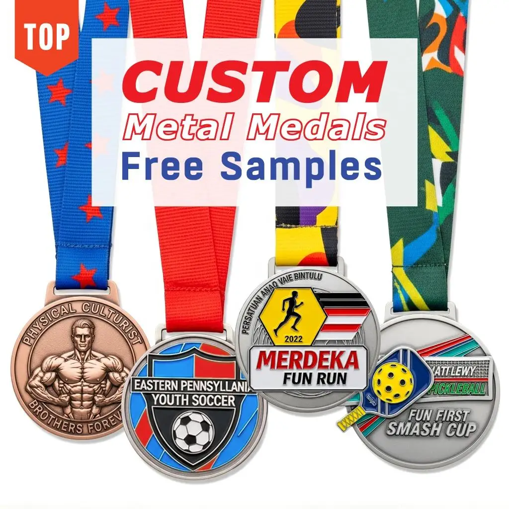 Free Design Customize Gold Silver Brass Football Taekwondo Karate Swimming Pickleball Marathon