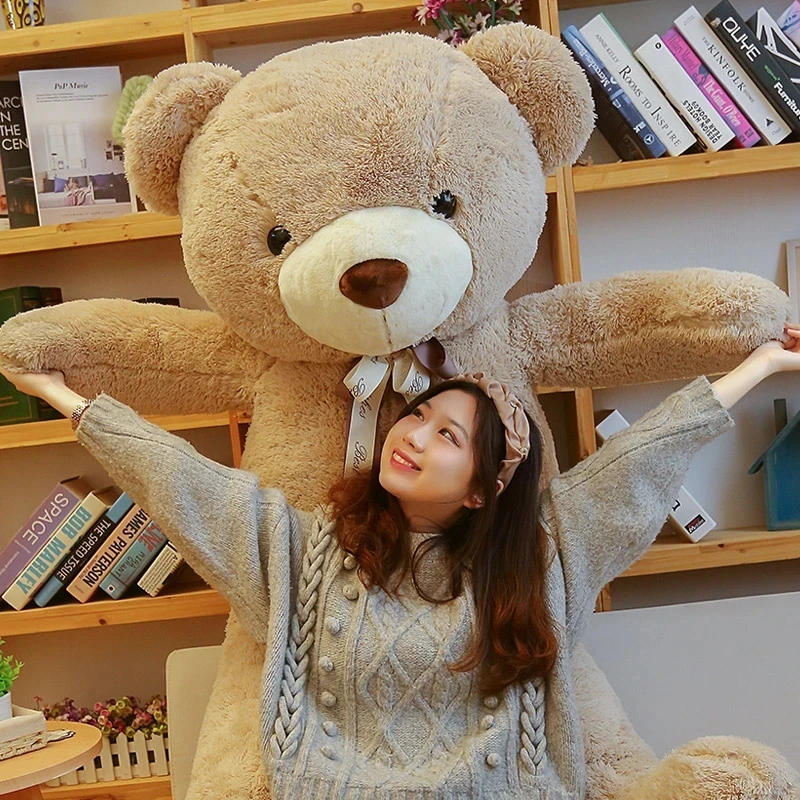 

120cm Cuddly High Quality Giant Teddy Bear With Ribbon Stuffed Animals Plush Toys Doll Pillow Kids Lovers Birthday Baby Present