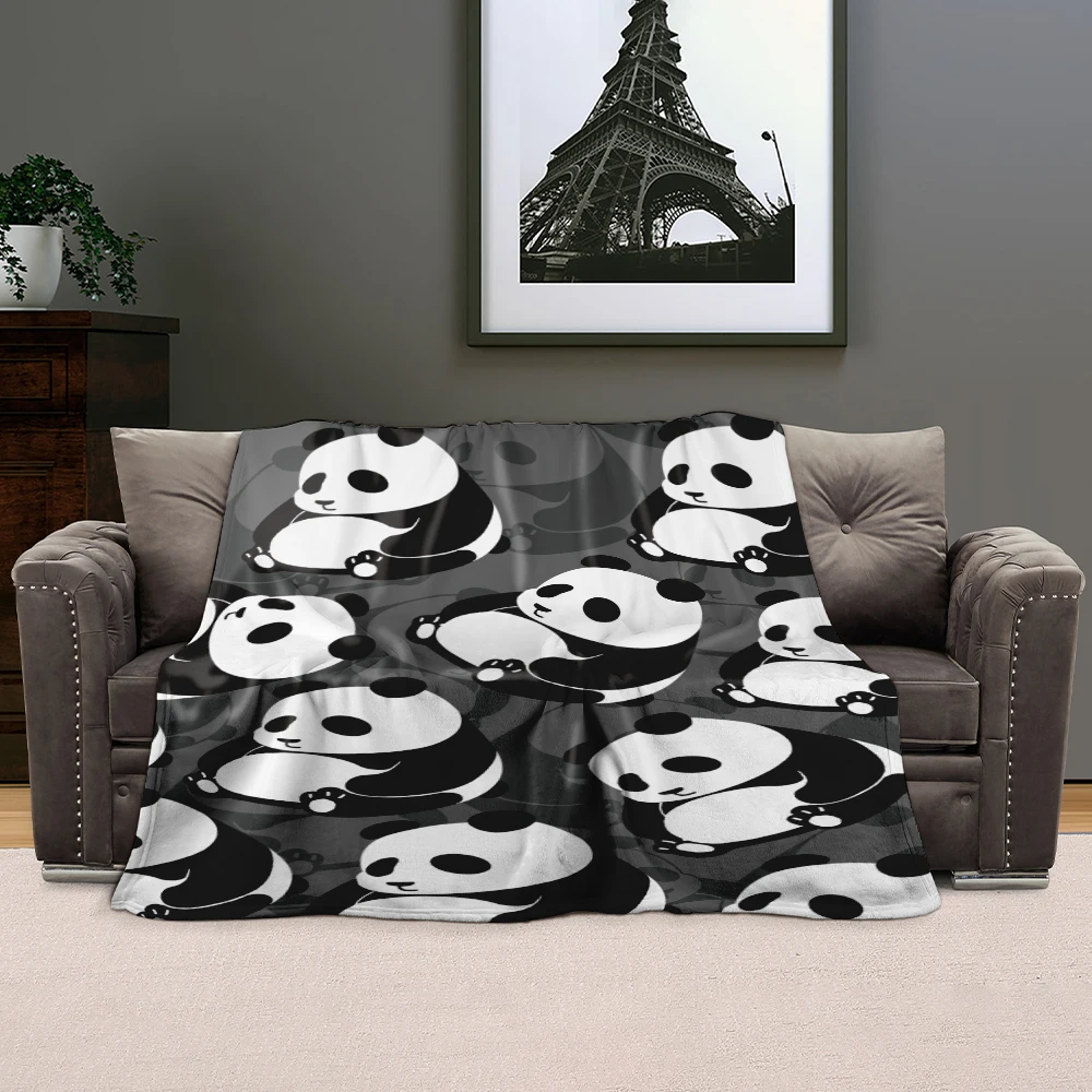 Cartoon Panda HD Printed flannel blanket baby stroller children's camping picnic blanket office sofa blanket