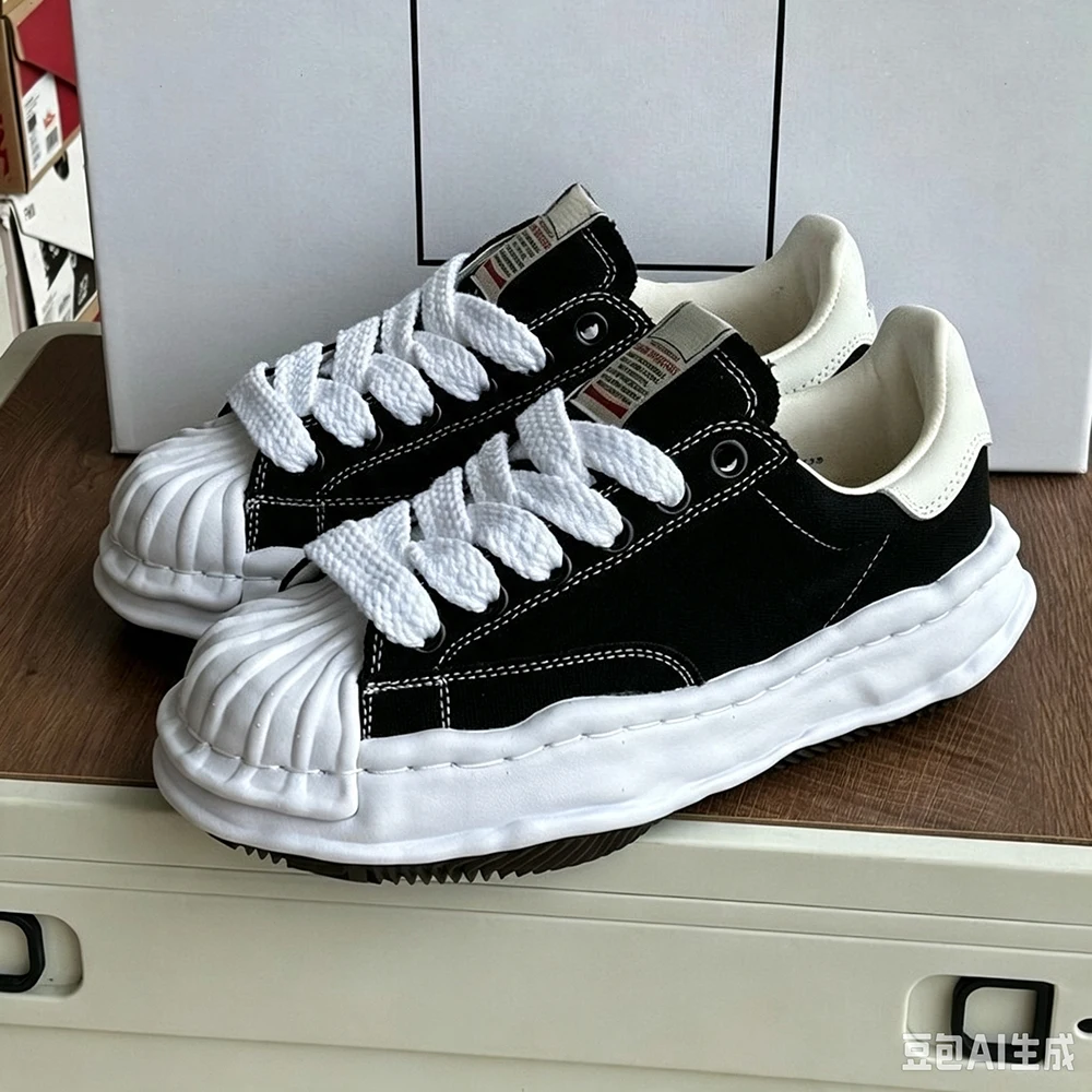Luxury Shell Toe Chunky Sneakers Thick Sole Height Increasing Casual Board Shoes Genuine Leather Couple Trendy Street Footwear