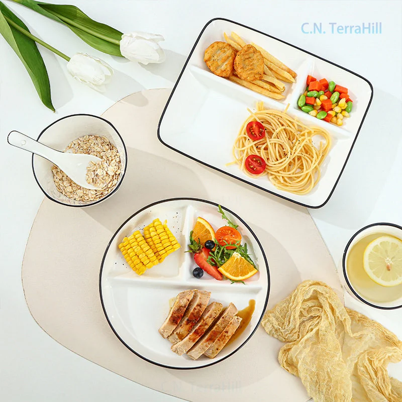 Ceramic Portion Control Plate, - Meal Prep Healthy Breakfast ulasan dan harga