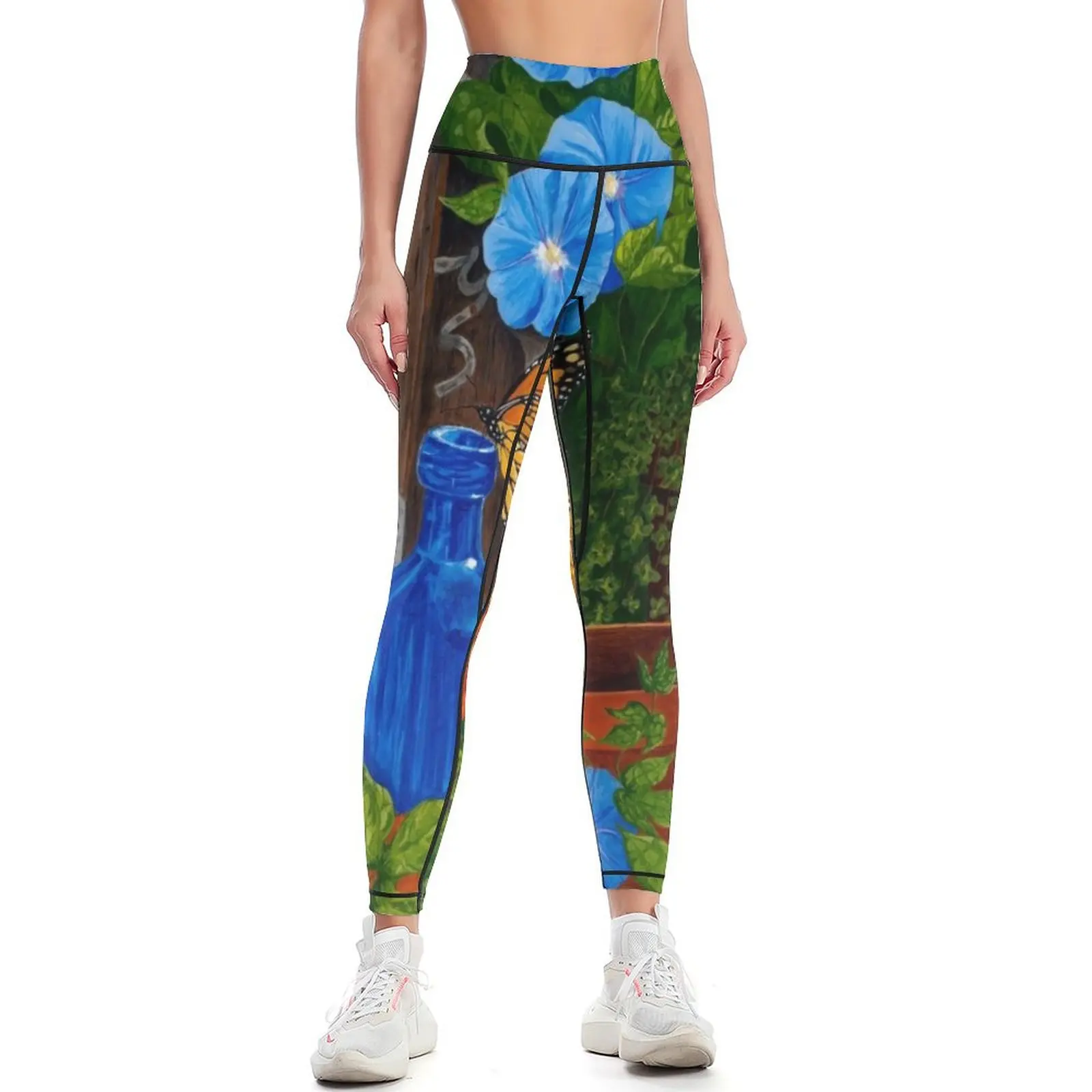 Morning Glory and Sunflower Summer Leggings Women's tights Golf wear Womens Leggings