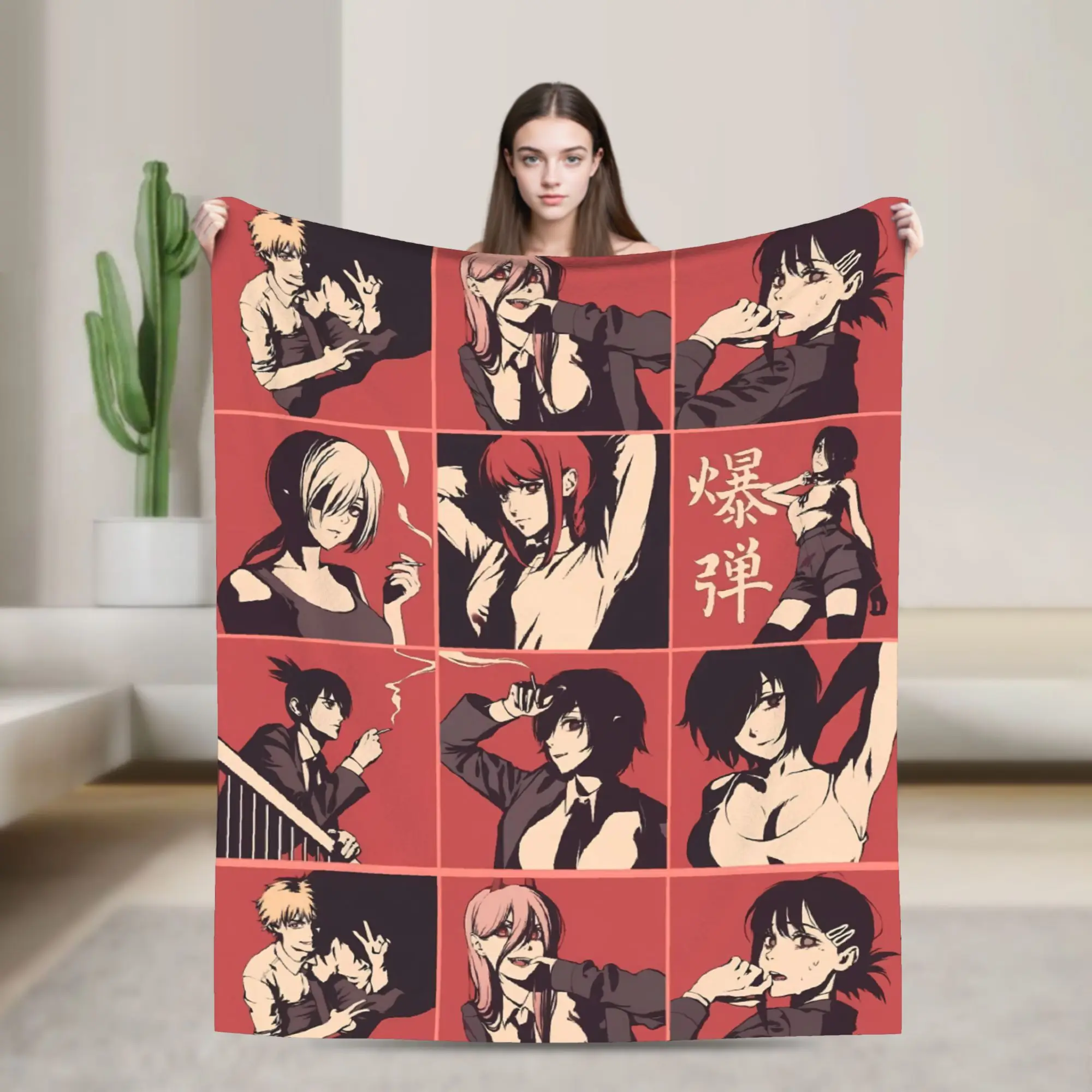 Reze dramatic anime Blanket Chainsaws Mans Camping Flannel Throw Blanket For Bedroom Super Soft Design Quality Bedspread Gift