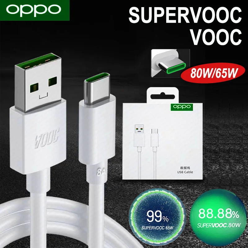 Оригинальный кабель для быстрой зарядки OPPO Type C Supervooc 80 Вт 65 Вт OPPO Find X5 X6 X3 Pro Neo N2 Reno 10 6 8 7 Pro A77 A78 A38 Usbc Vooc