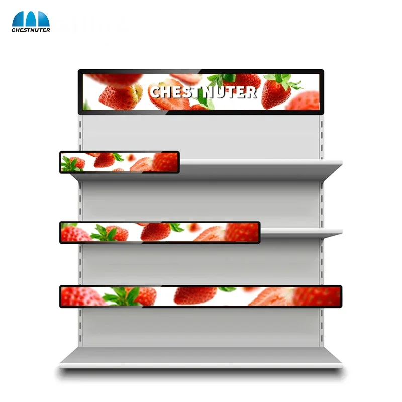 Custom Size Ultra Wide Ultra Thin Digital Signage Advertising Player Shelf Screen Strip Stretched Bar Lcd  Displays