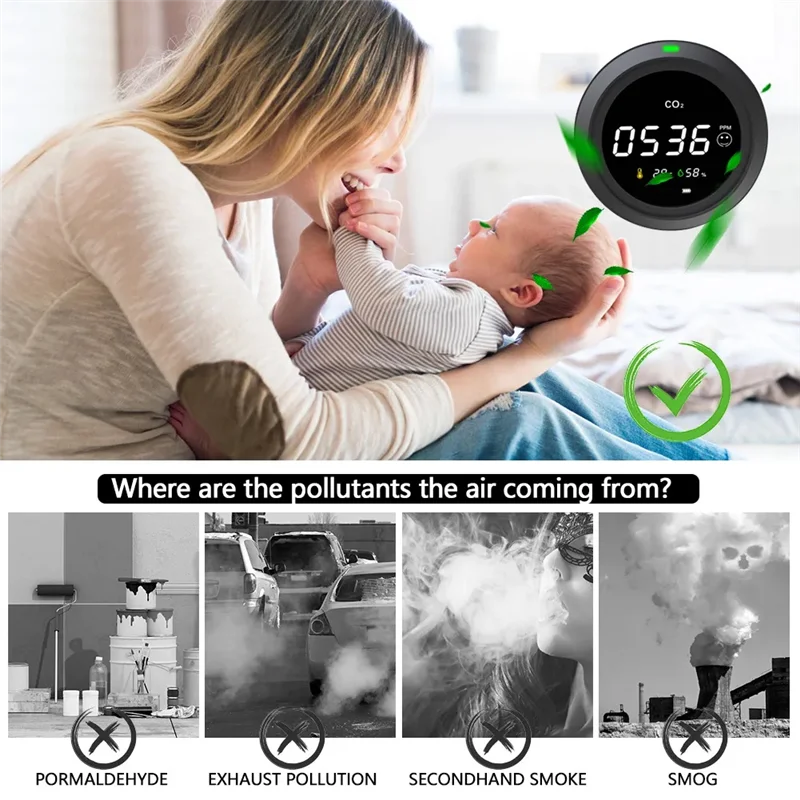 

Y19A 1 шт. PTH-5 мониторы углекислого газа NDIR CO2 датчик удобная среда черный с датчиком температуры и влажности