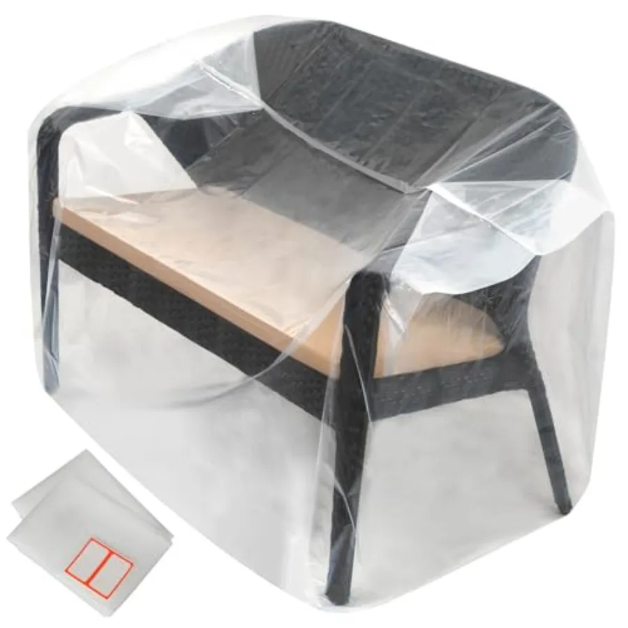 2-Pack Patio Loveseat Bench Cover - Reusable and Heavy-Duty Clear Plastic Outdoor Patio Furniture Covers Waterproof, Extra-Thic