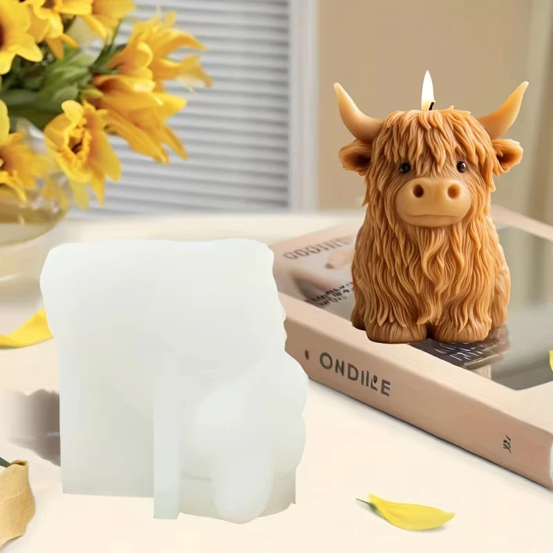 

3D Highland Cow Candle Silicone Mold DIY Butterfly Lion Animal Shaped Aromatherapy Candle Plaster Mold Decor