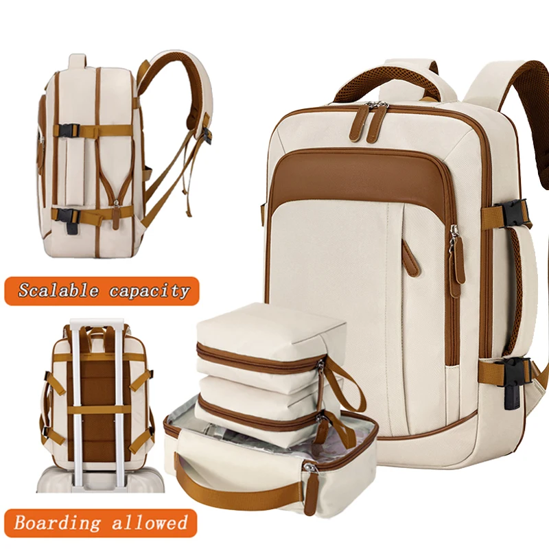 

Рюкзак для ноутбука большой вместимости, легкий дорожный рюкзак, расширяемый набор с отделением для сухого и влажного воздуха и сумкой для туалетных принадлежностей.