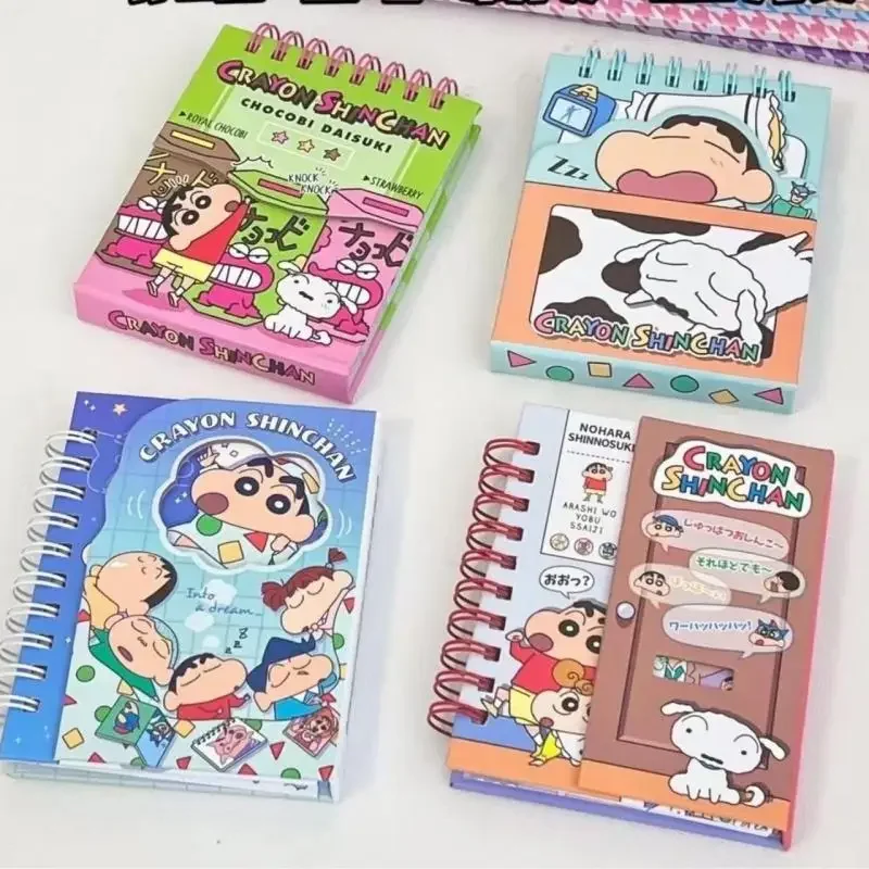 

4pcs/set Crayon ShinChans Magnetic Notebook Learning Coil Notebook Magnetic Suction Portable Pocket Cute Stationery Gift