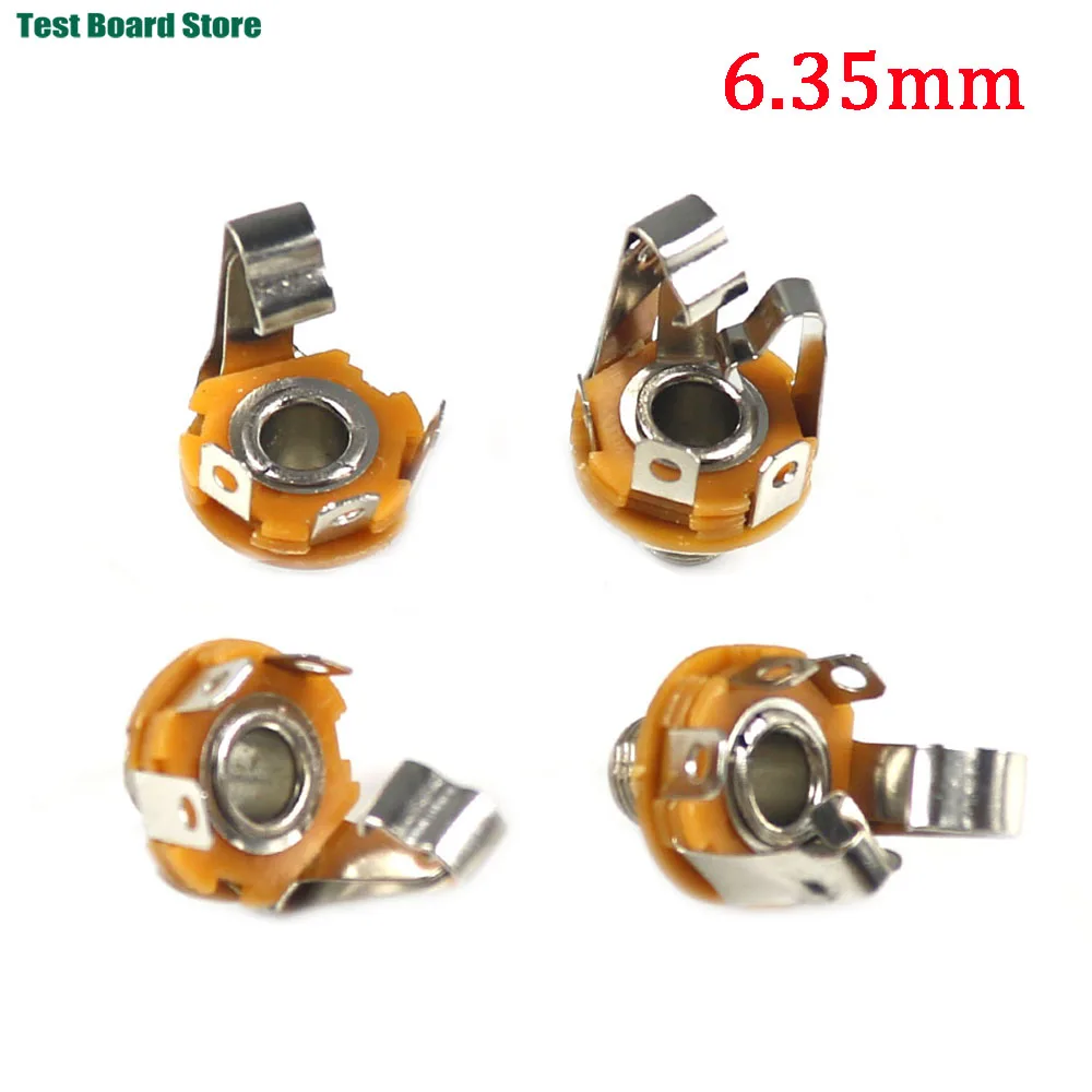 2/5/10Pcs 1/4' 6.35mm Mono Stereo 4 6pin Pole Female Panel Mount Power Socket Connector 6.5 Audio Cable Jack Plug Solder Adapter