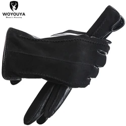 Nuevos guantes de piel de ante a la moda, guantes de cuero de alta gama para mujer, guantes multicolores para mujer, guantes cálidos para mantener el invierno-2007