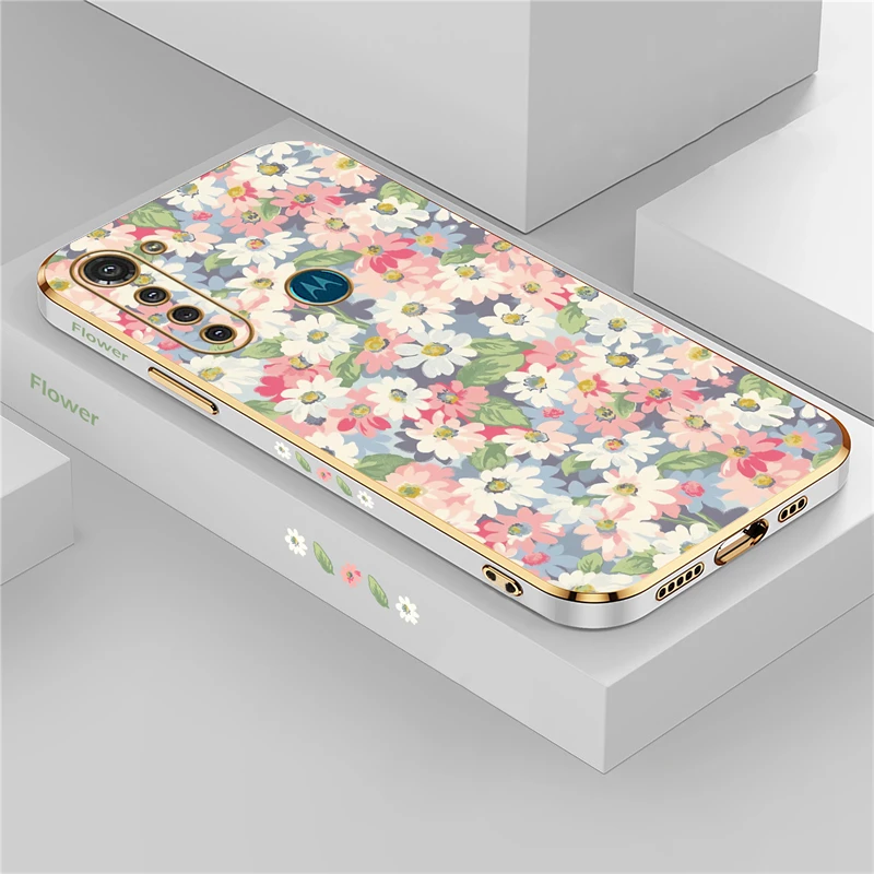 Силиконовый противоударный чехол G8 Power с цветочным рисунком для Moto G53 G22 G30 G50 G52 G60 G9 Play Plus G60 G40 Fusion E7 Edge20