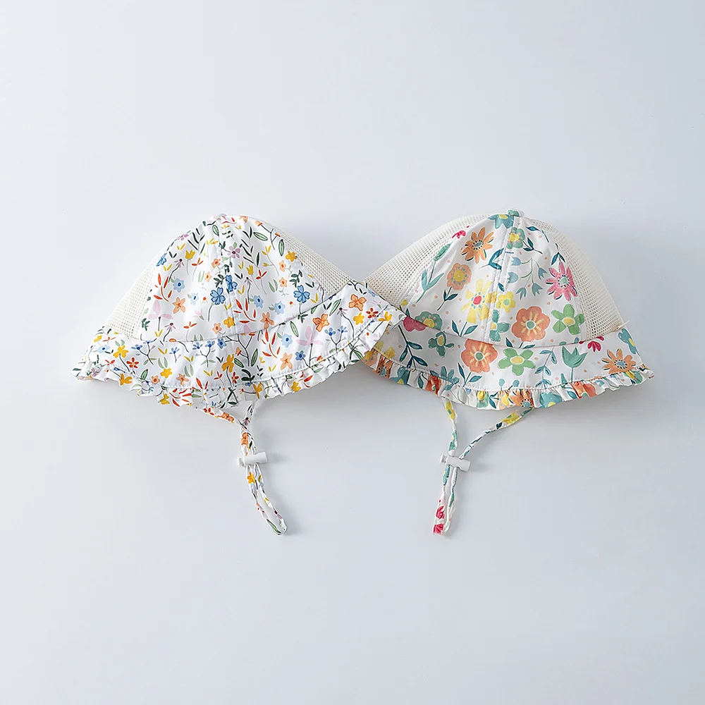 

Summer Thin Boy Girl Children Floral Print Big Eaves Soft Caps Fashion Cotton Sunscreen Hat Infant Casual Caps Kid Flower Hats