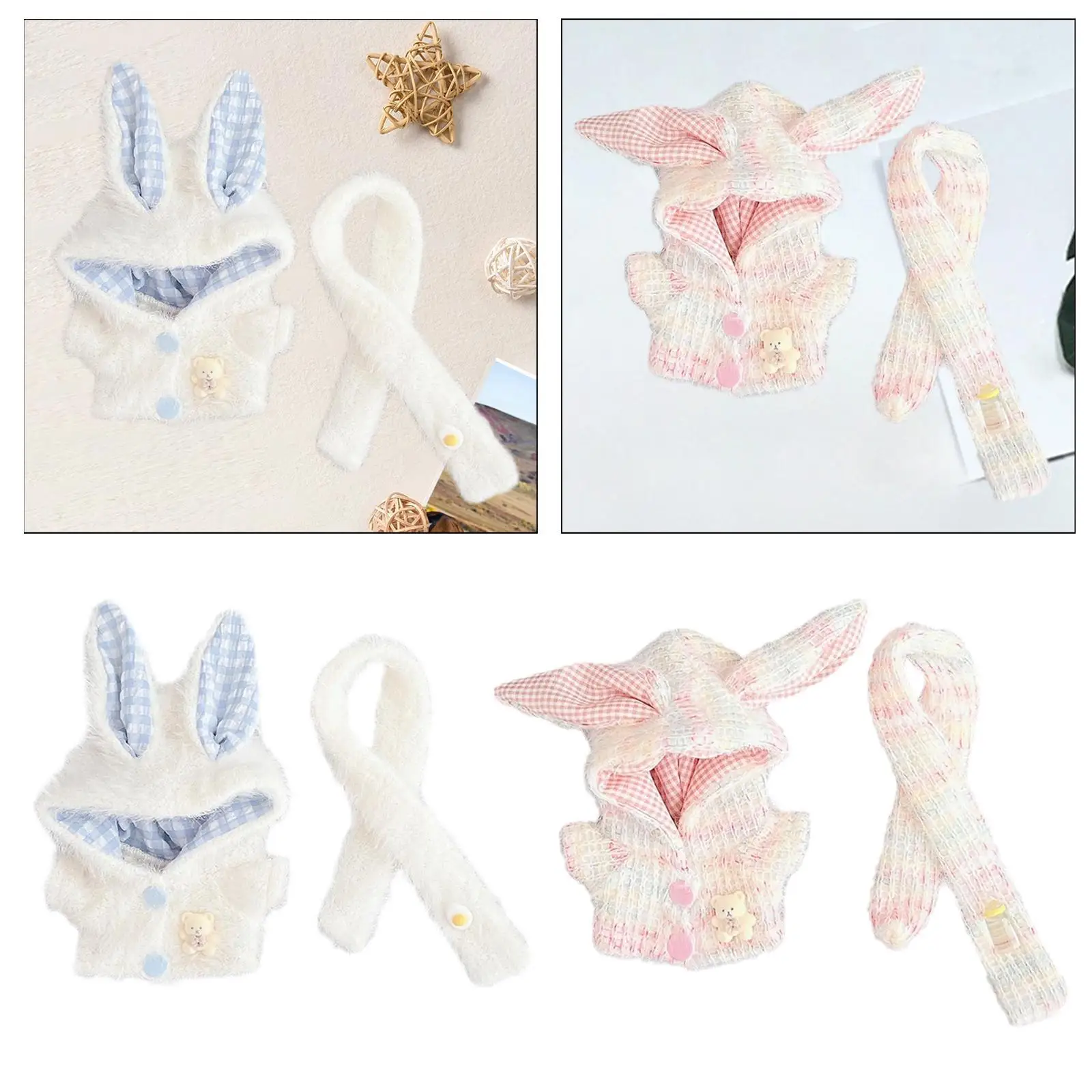 

15 см-17 см плюшевая кукольная одежда, костюм куклы, толстовка с шарфом, удобная стильная одежда с мягкими животными, одежда для куклы, мультяшная одежда