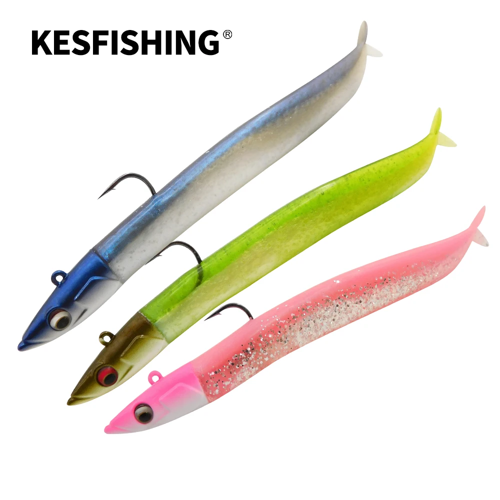 KESFISHING Sea eel 15cm Plastic soft lure with jig head fork tail